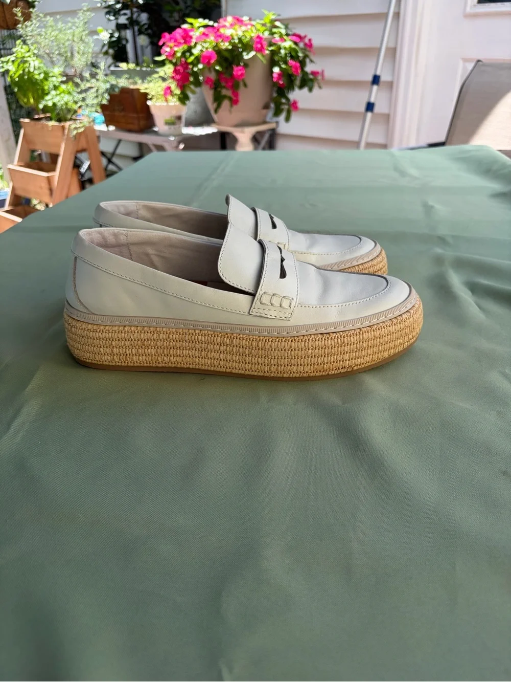 Dolce Vita White Platform Leather Espadrille Loafers